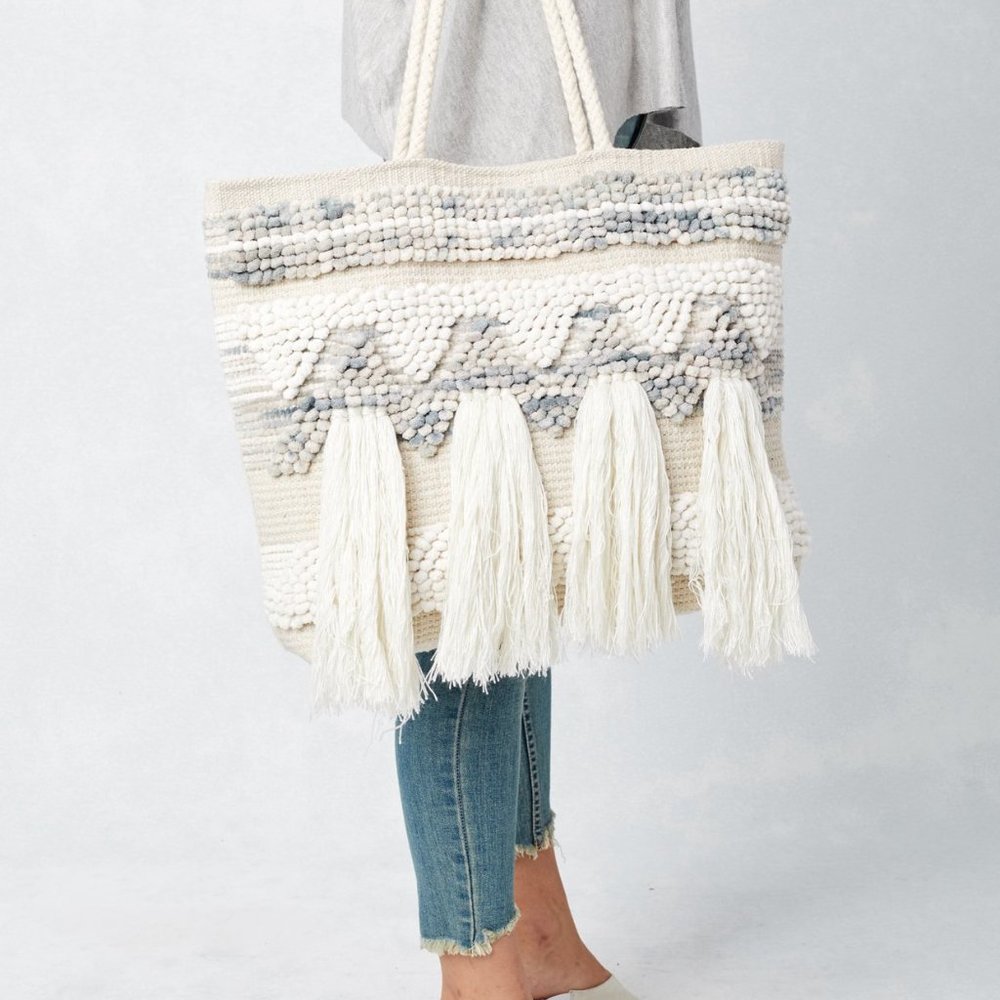 Lovestitch Looped Zig-Zag Fringe Carpet Tote Bag